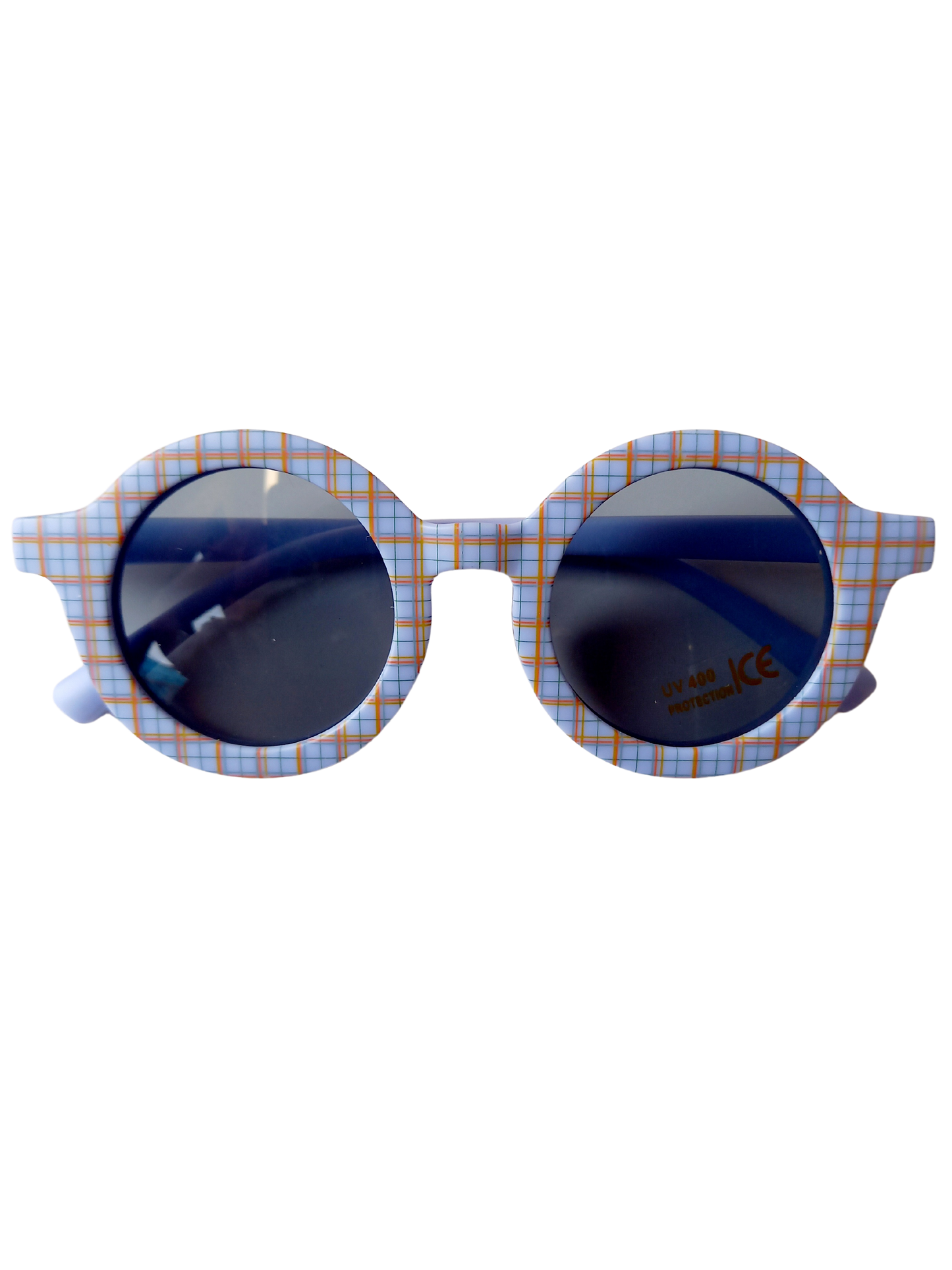 kinderzonnebril retro ruit blauw