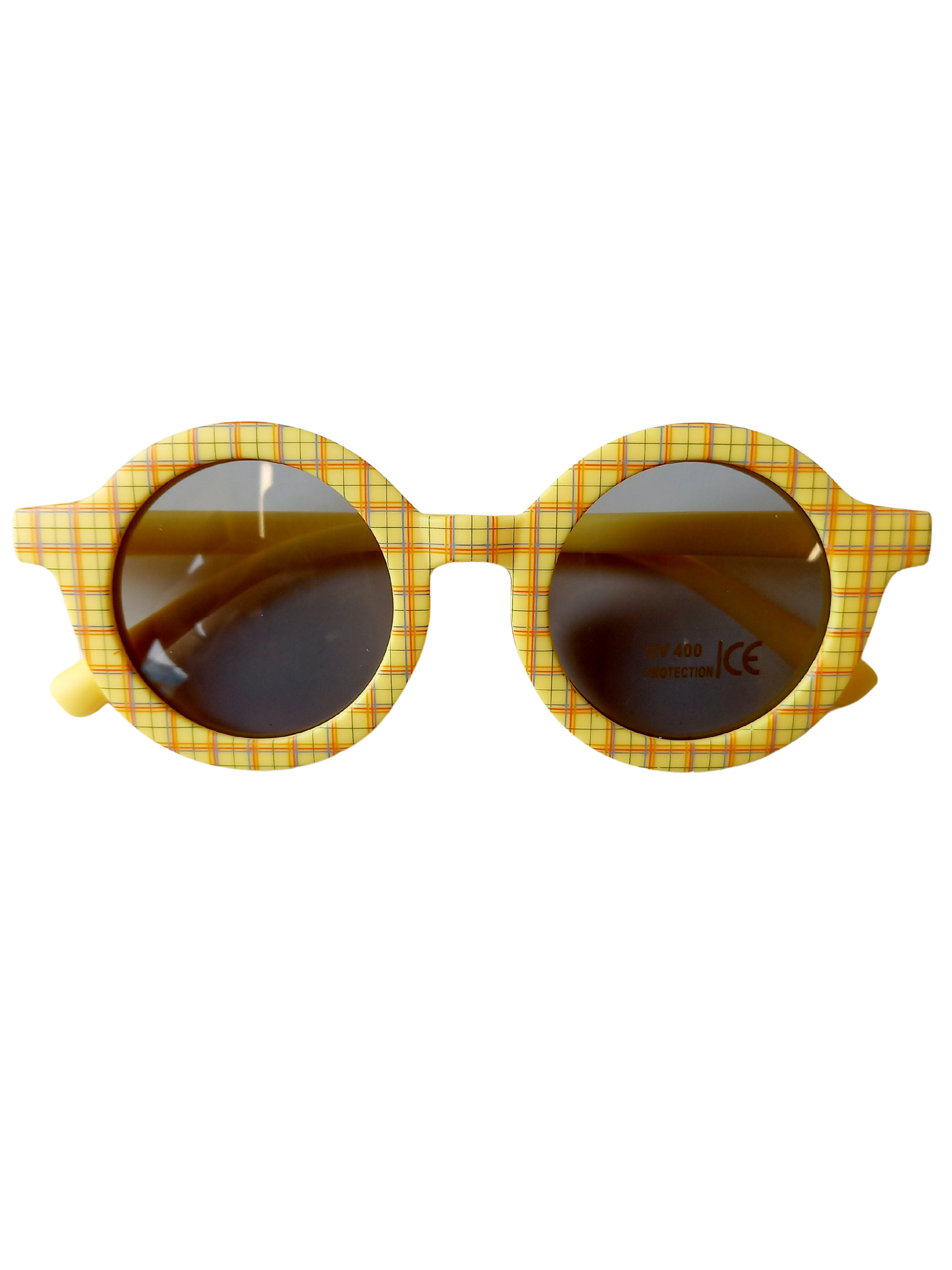 kinderzonnebril retro ruit geel