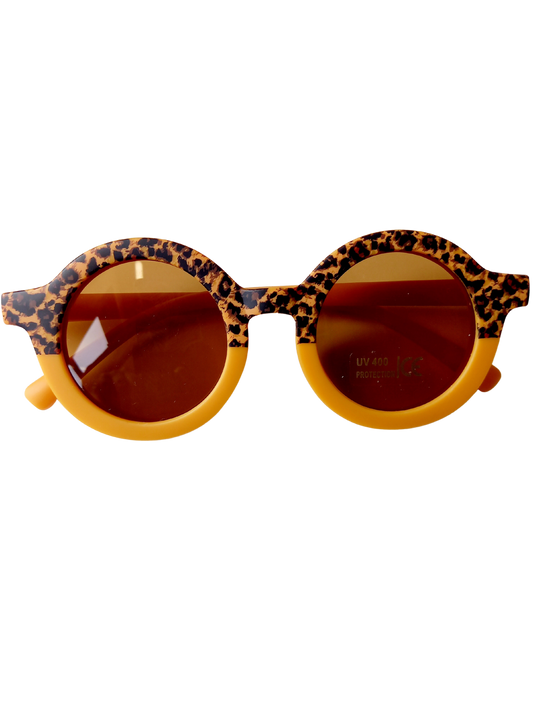 kinderzonnebril retro leopard geel