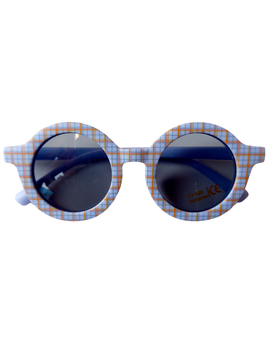 kinderzonnebril retro ruit blauw