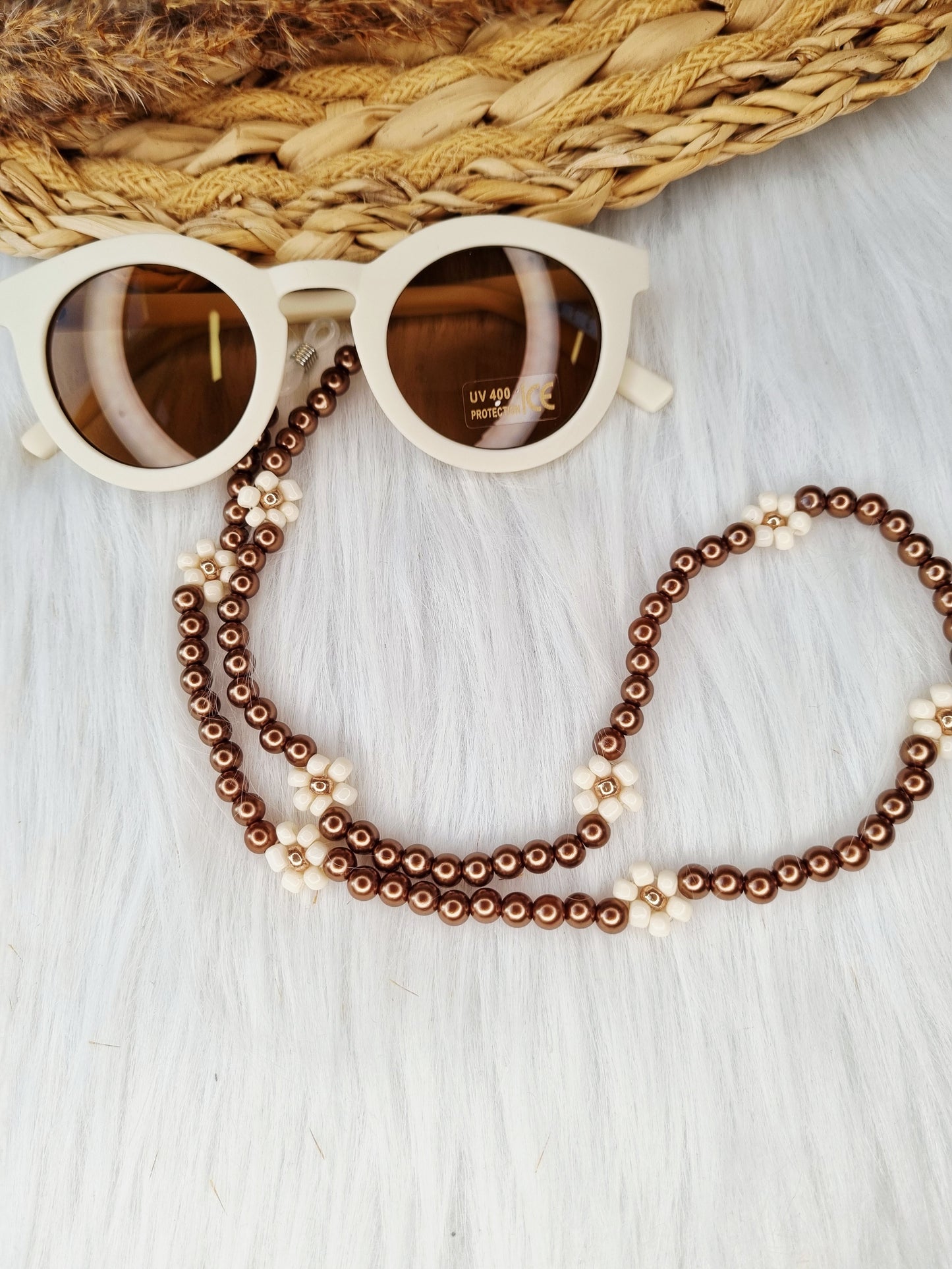 zonnebrilkoord daisy pearl donkerbruin
