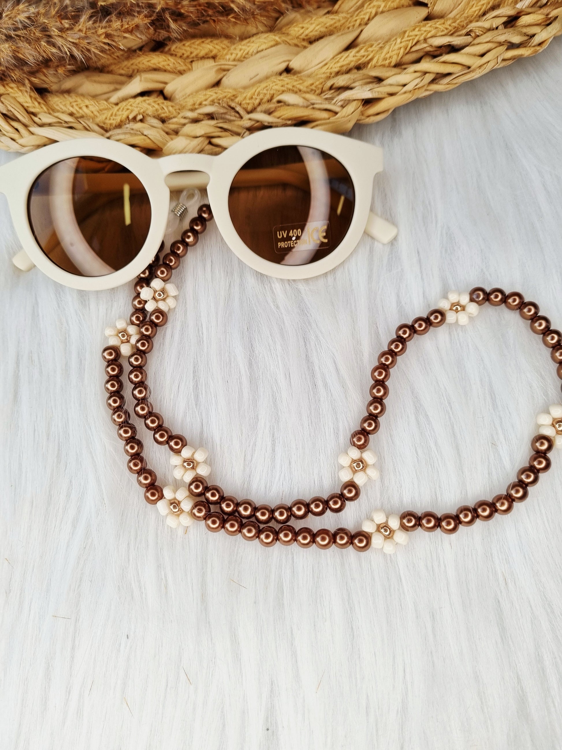 zonnebrilkoord daisy pearl donkerbruin
