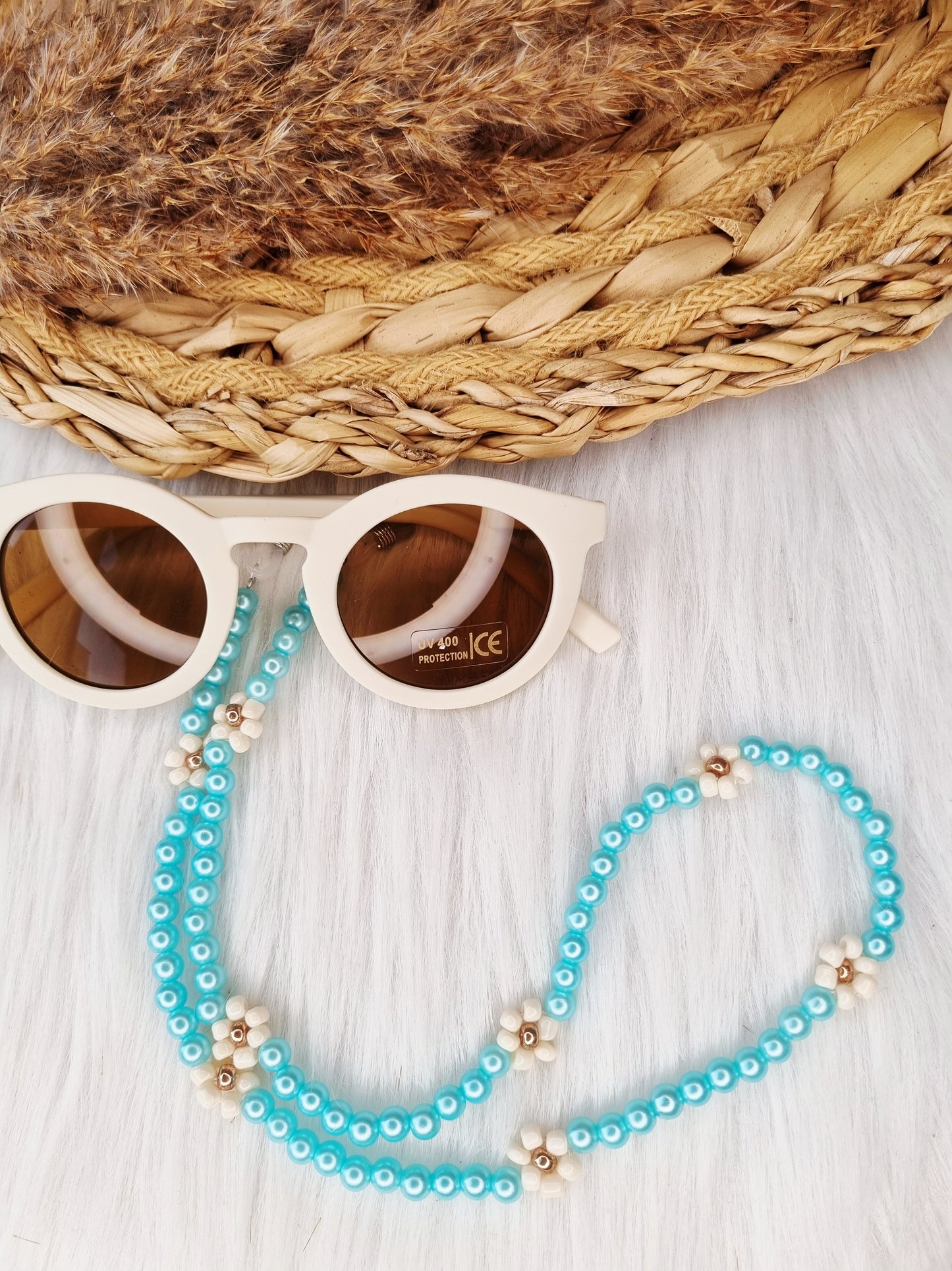 Zonnebrilkoord daisy pearl aqua