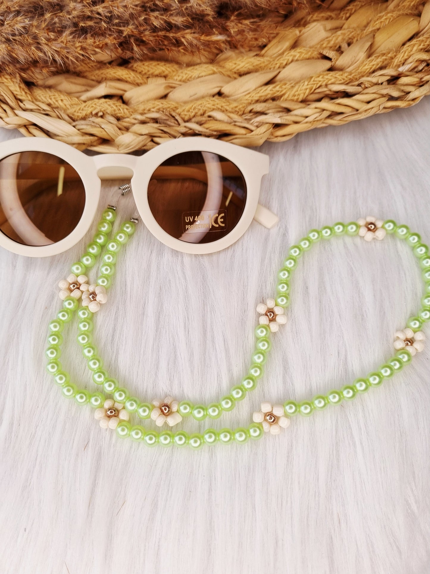 Zonnebrilkoord daisy pearl groen